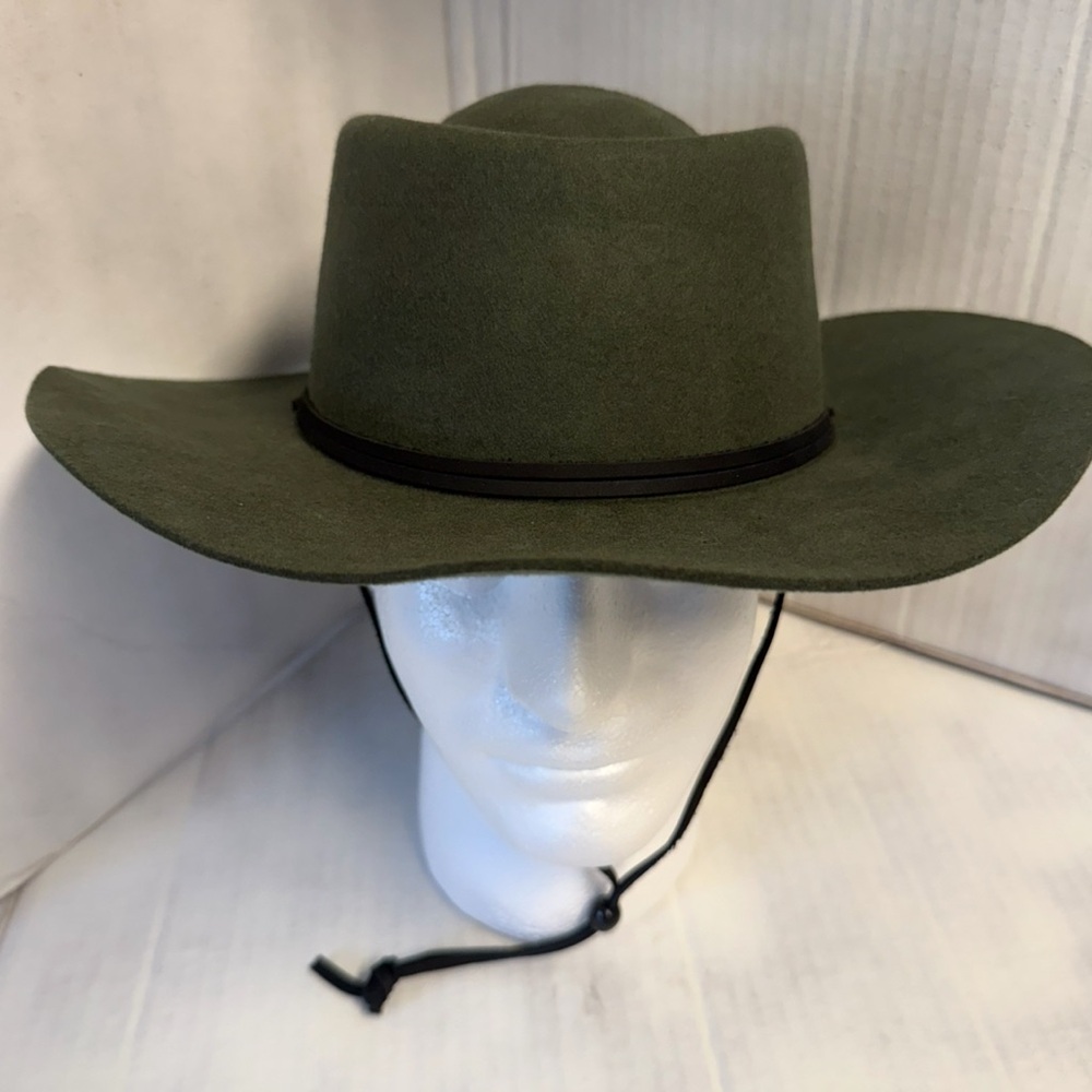Gigi Pip Women’s Green Wide Brim Hat S/M – 100% Australian Wool, Rancher Style